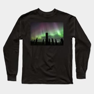 Callanish standing stones and Aurora Long Sleeve T-Shirt